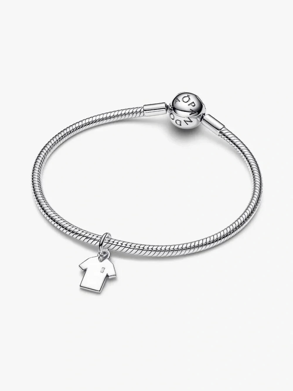 Pandora Silver T-Shirt Charm Bracelet with Snake Chain